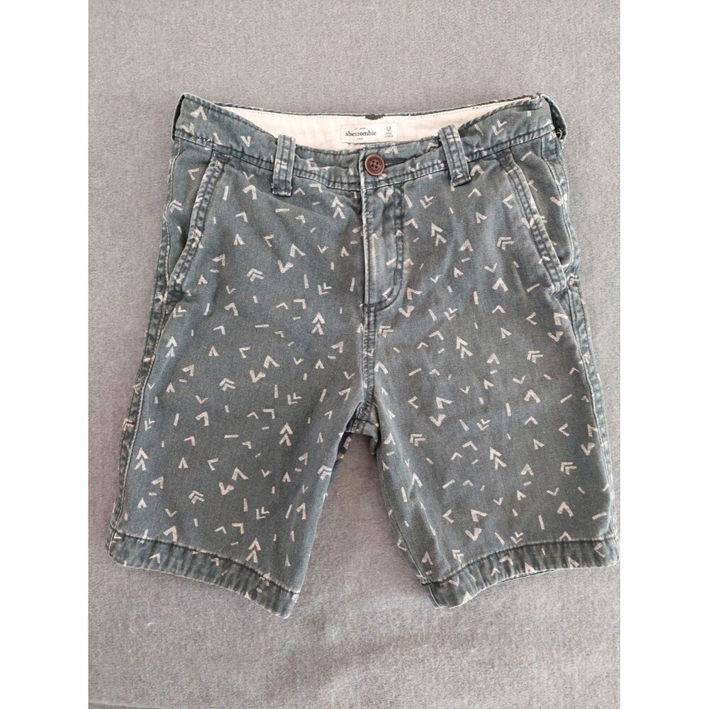 Abercrombie Kids Boys Size 12 Faded Grey Geometric Corduroy Chino Shorts